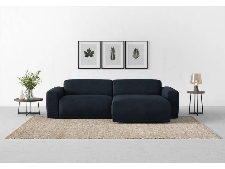 Ecksofa, Polyester, Nachtblau 255×160 cm, L-Form, Hochwertiger Kaltschaum, Modern, Trendmanufaktur