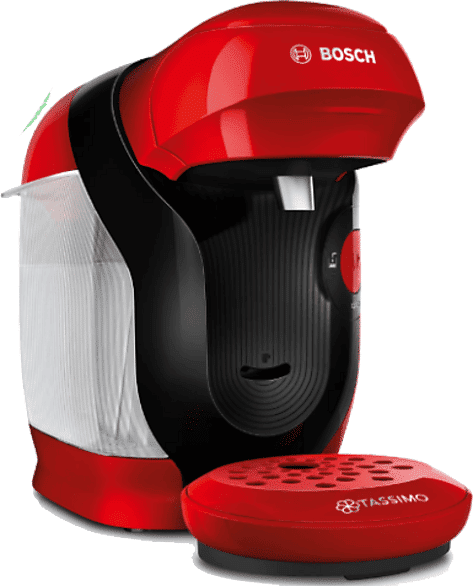 Cafetera de cápsulas - Bosch Tassimo Style TAS113E, 3.3 bar, 0.7 l, 1.400 W, Intellibrew, Tamaño Compacto, Sostenible, Rojo