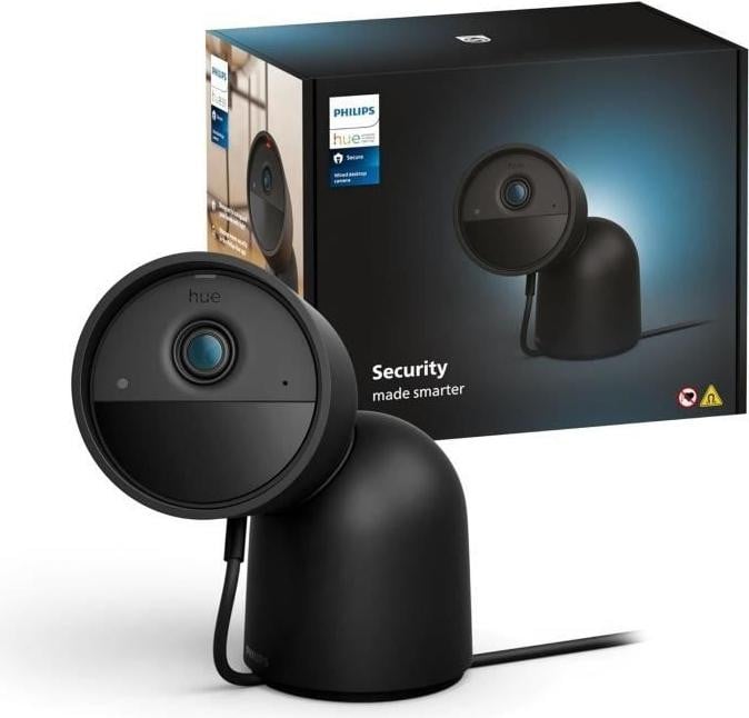 Philips Hue Secure Wired Camera met bureaustand - HD 1080P - Binnen of buiten - Zwart