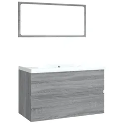 Helloshop26 - Badezimmerschrank aus Holzwerkstoff 80 x 39,5 x 45 cm praktisches Design Stauraum Sonoma Grau 02_0055244