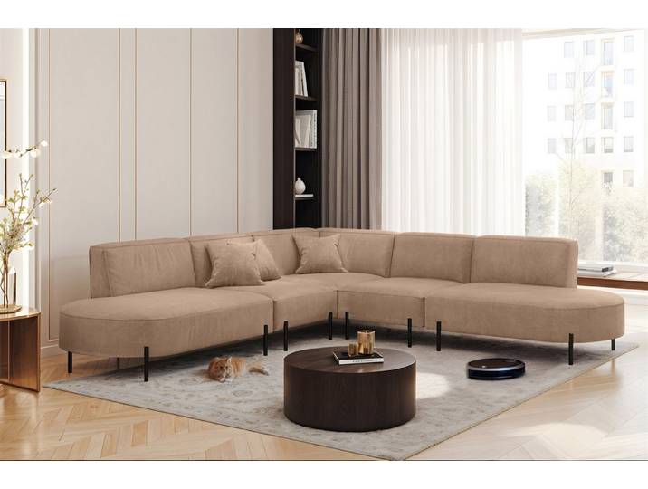 Fun Möbel Ecksofa Sofa VALENCIA Seite universal, Rundumbezug