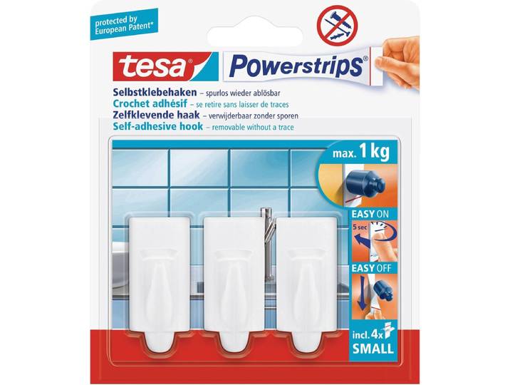 Tesa Powerstrips Haken Trend Small - Wit - 3 Stuks