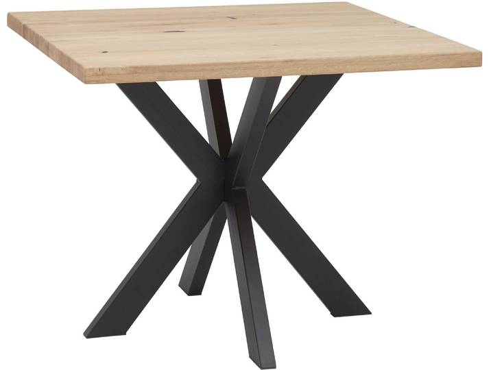 Esstisch STOLKOM Micky , braun (eiche, schwarz, eiche), H:76cm, Tische, Esstisch, 100 cm in Eiche Massiv geölt, Tisch quadratisch
