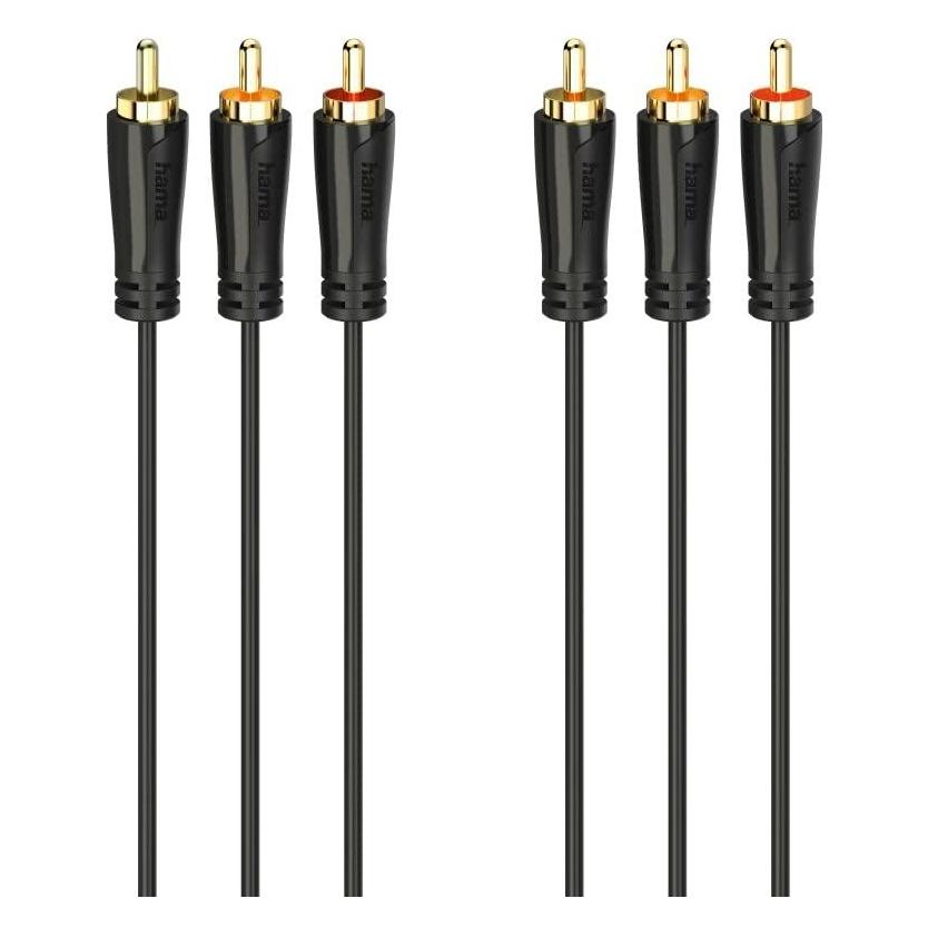 Hama Audio-/Video-Kabel, 3 Cinch-Stecker - 3 Cinch-Stecker, vergoldet, 3,0 m (3 m, Cinch Kabel) (00205151)