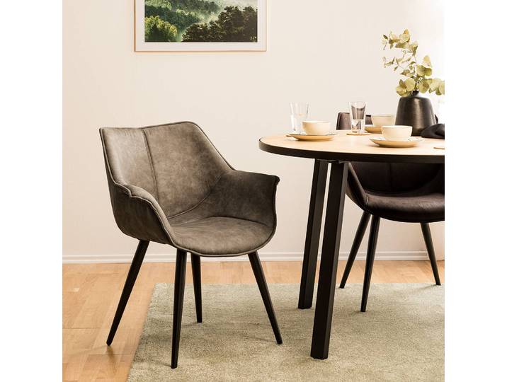 Armlehnenstuhl Kantii II 70 x 81 x 64cm 2er Set Microfaser Colby: Vintage Cappuccino Braun