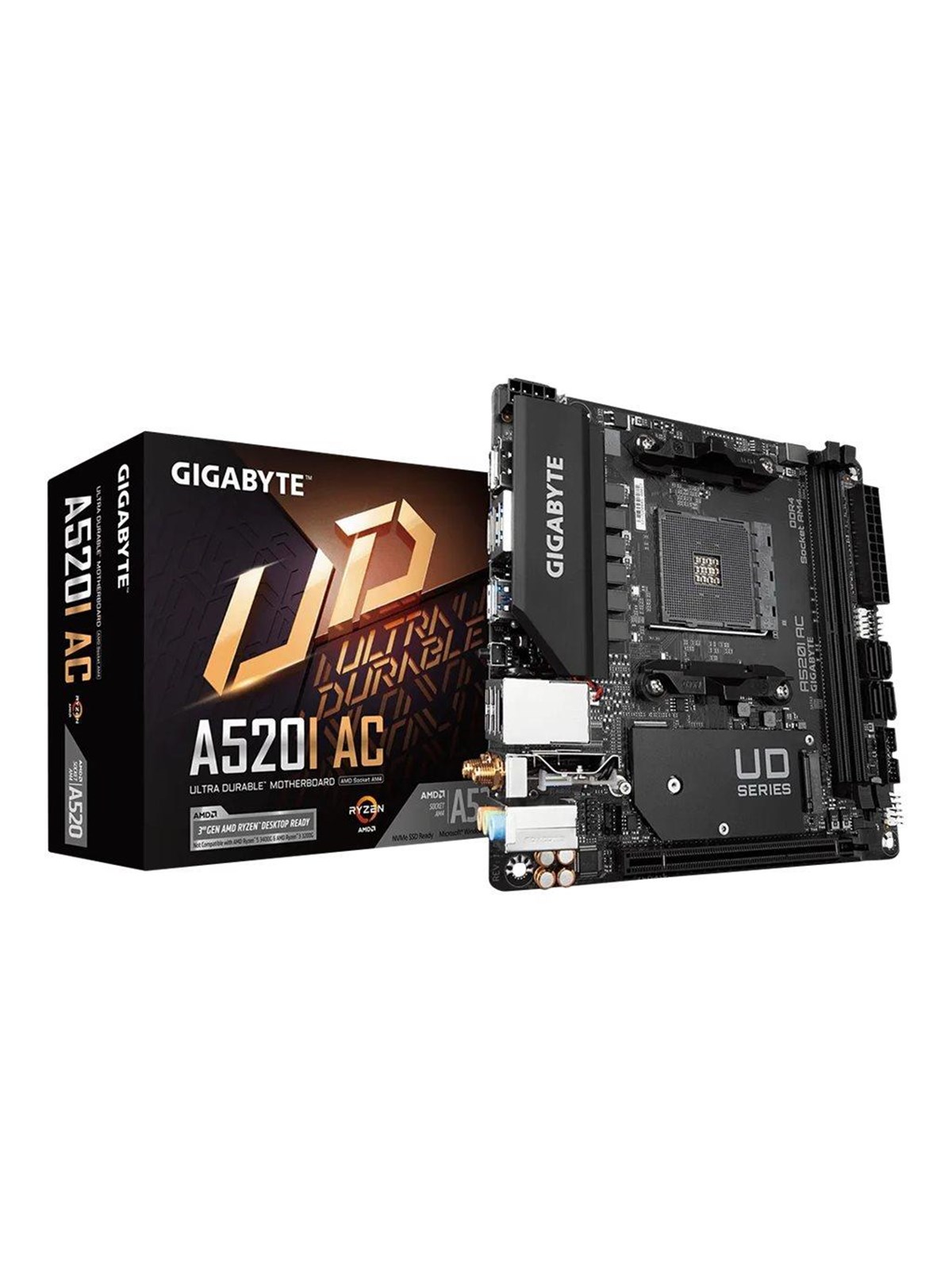 GIGABYTE A520I AC Mainboard - AMD A520 - AMD AM4 - DDR4 RAM - Mini-ITX