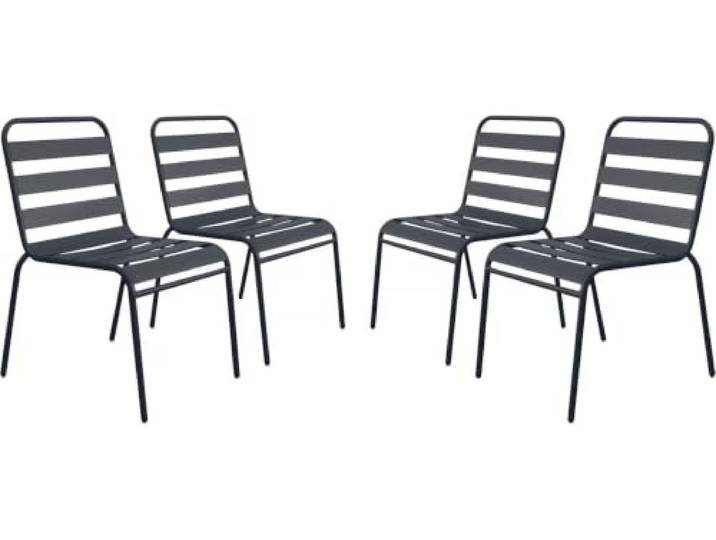 4er-Set stapelbare Gartenstühle aus Metall 'Bilbao' – Grau