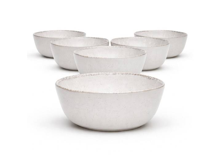 Van Well Müslischalenset Urban, Creme, Keramik, 6-teilig, rund, 6 cm, lebensmittelecht, Geschirr, Schalen & Schüsseln, Müslischalen