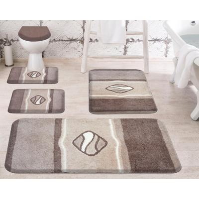 Badematte GRUND "Jewel" Gr. 14, grau (taupe), H:24mm, Polyacryl, Badematten, Badematte, besonders dichter Flor, Badematten mit Streifen