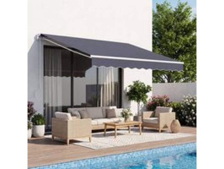 VEVOR Gelenkarmmarkise 3x2,5 m, Einziehbare Markise mit Handkurbel, Terrassenmarkise UPF 80+ Sonnenschutz, Sonnenmarkise, Balkonmarkise für Terrasse, Balkon, Garten & Fenster, Grau