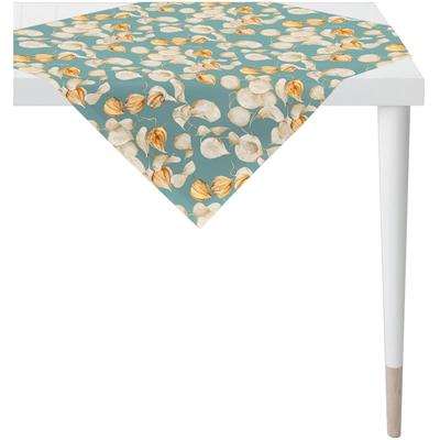 Mitteldecke APELT "3400", bunt (türkis, beige, orange), B:85cm L:85cm, Baumwolle, Polyester, Tischdecken, Mitteldecke