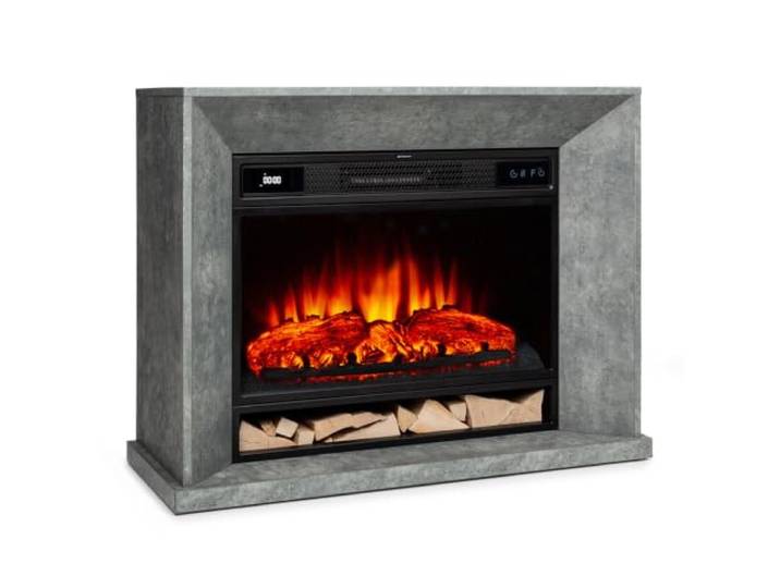 Klarstein Crater Lake Cheminée électrique 1900 W\, feu électrique à Technologie LED\, télécommande\, Thermostat\, cheminée Aspect béton