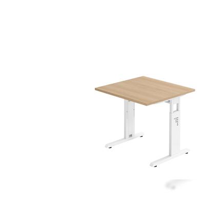 Hammerbacher-Schreibtisch C-Fuß 80x80cm Eiche/Weiß-VOS08/E/W