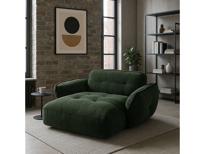Chaiselongue BETYPE Be Fluffy, moderner Love Seat, XXL Sofa, Lese-Sessel, Big-Sessel für 2 , grün (dunkelgrün), B:182cm H:87cm T:184cm, 100% Polyester, Sofas, Chaiselongue, Softes Sitzgefühl, moderne Kedernaht, hochwertiger Bezug