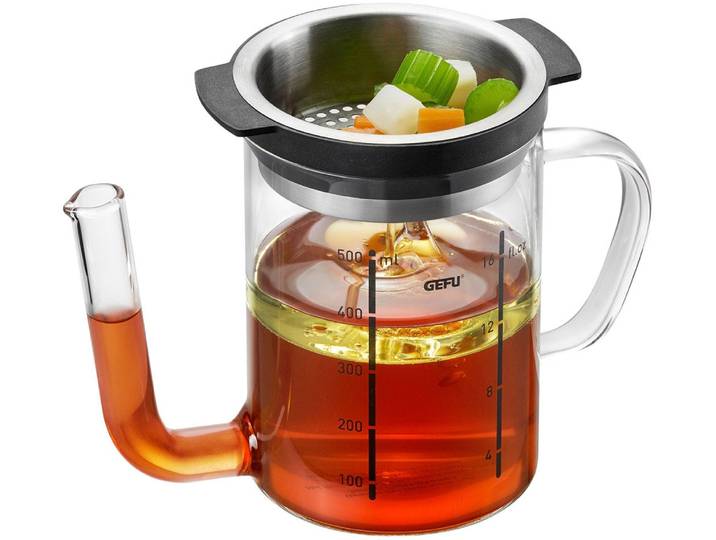 Fetttrennkanne GEFU SEPARATO , transparent, H:13,4cm, Borosilikatglas, Messbecher, Fetttrennkanne, effektive Fettabscheidung, 0,5 Liter