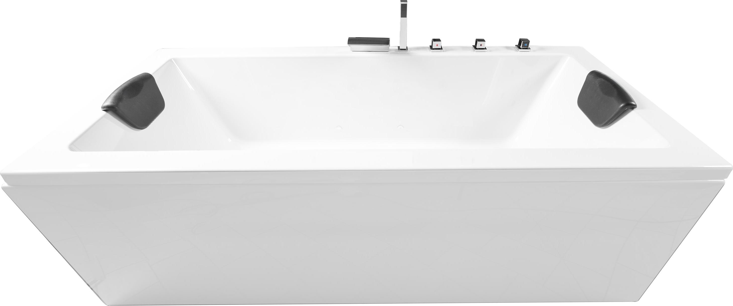 Basera Badewanne Naxos 200 x 90 cm mit Wasserfall, LED-Ambiente und Kopfstützen
