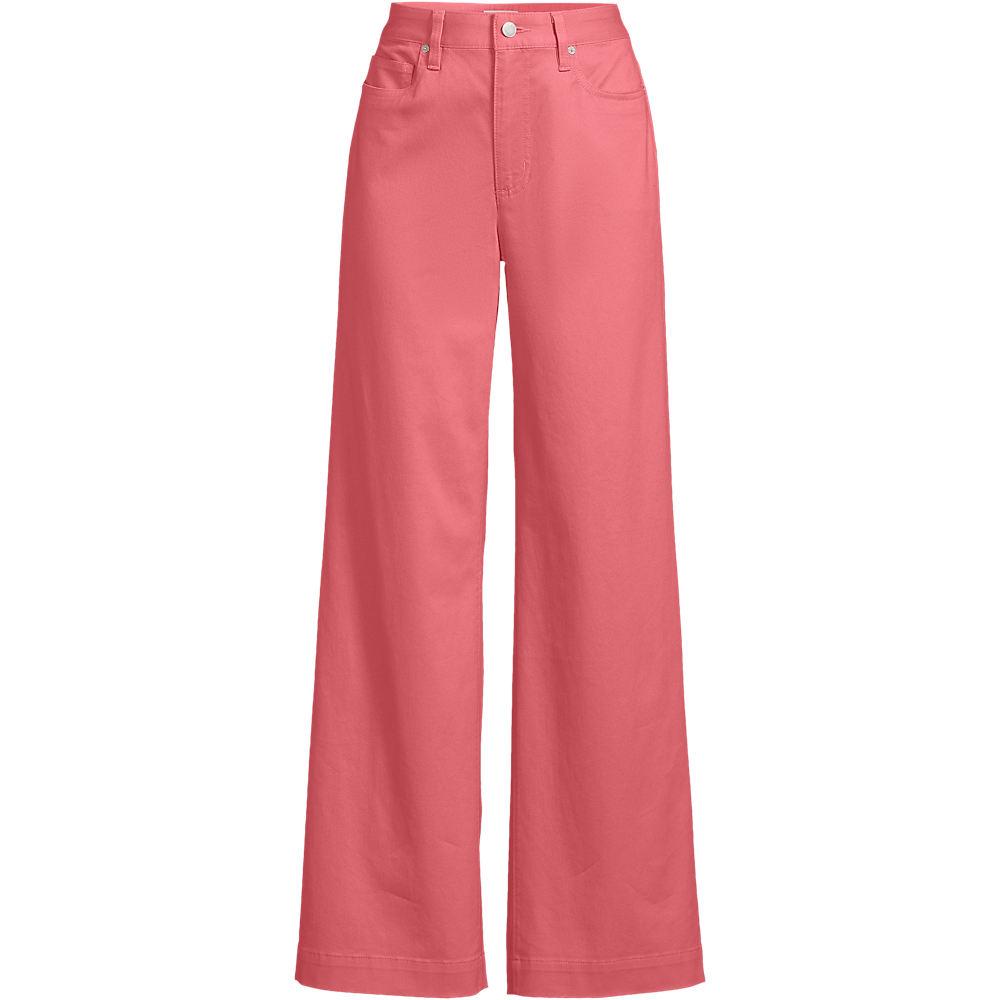 5-Pocket-Chinos mit weitem Bein für Damen in Petite-Größe, Damen, size: petite, Rot, Baumwoll-Mischung, by Lands' End