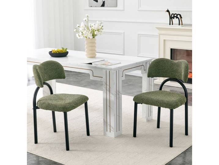 Chaise de bureau 2 chaises de salle à manger avec siège rembourré et dossier Chaises modernes avec structure en métal noir Vert