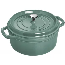 Staub Cocotte 28 cm, rund, Eucalyptus, Gusseisen 6.7l, Pfanne + Kochtopf, Grün