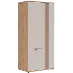 KLEIDERSCHRANK 3 Türen Ezra Kaschmir und Holz
