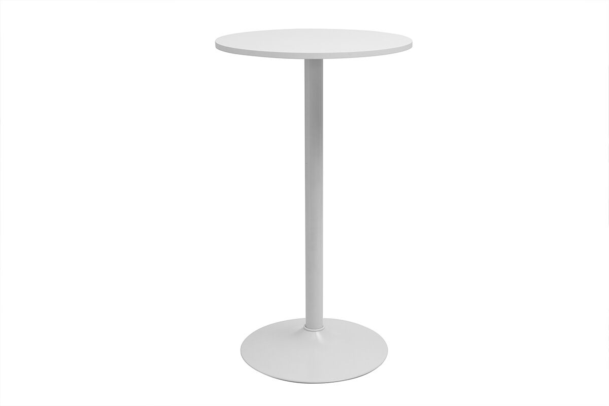 Miliboo Table haute design ronde blanche D60 cm CALISTA