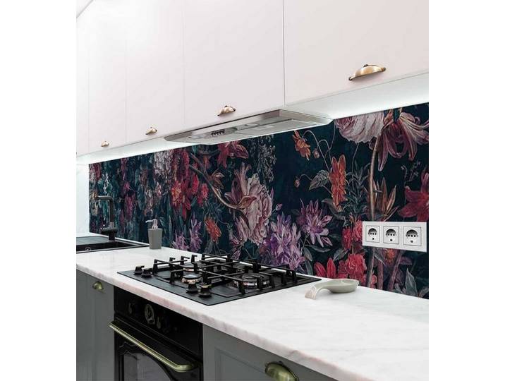 MyMaxxi Küchenrückwand Küchenrückwand selbstklebend Vintage Blumenwand Spritzschutz Folie, (Klebefolie passend geschnitten und gerollt B 400 cm x H 60 cm), Vintage Blumenwand B 400 cm x H 60 cm
