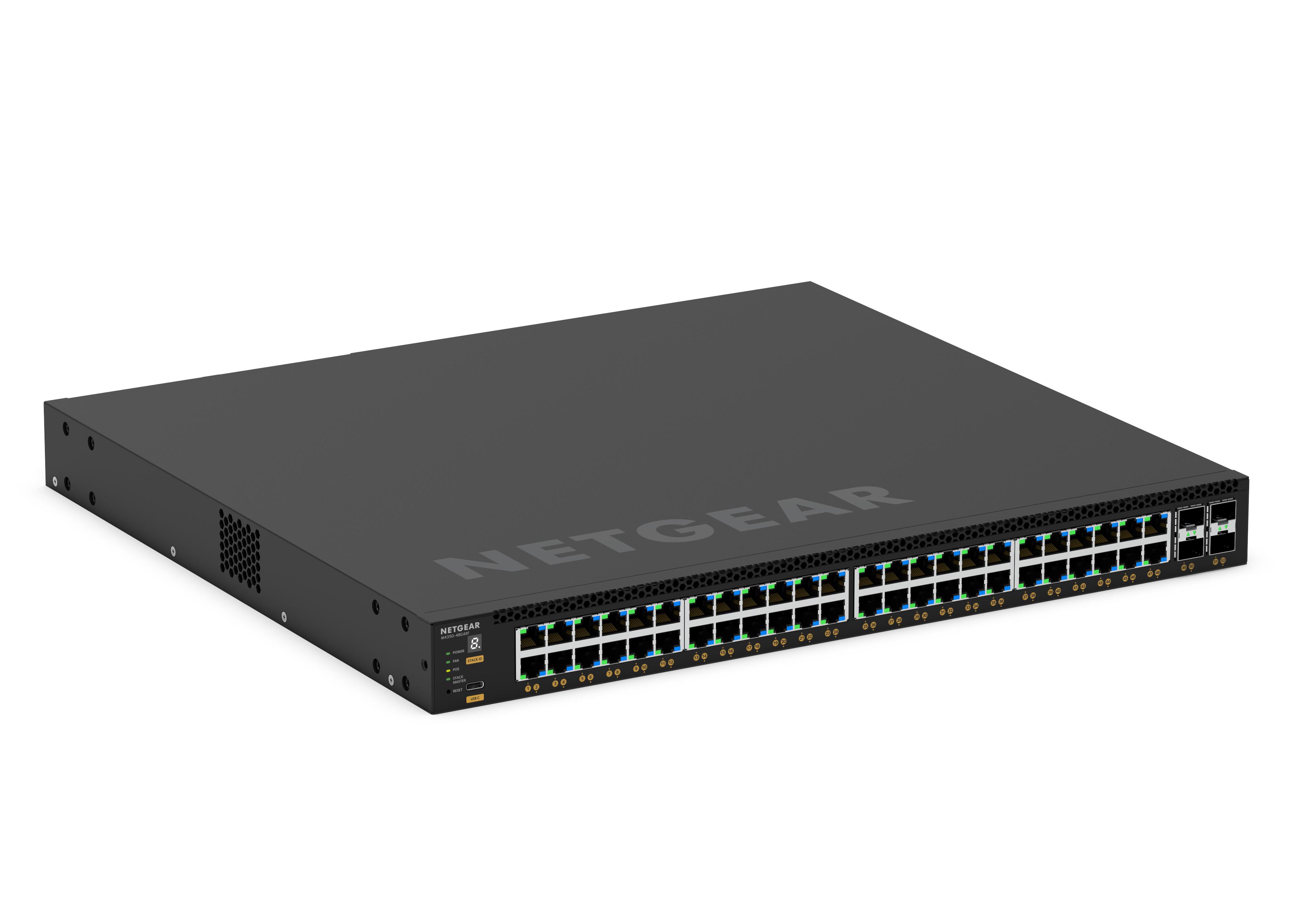 NETGEAR M4350-48G4XF (GSM4352)-48x1G PoE+ (236W base, up to 1,440W) and 4xSFP+ Managed Switch GSM4352-100NES