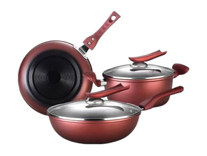 Topfset Kochgeschirr-Set, Eisen-Bratpfanne, Antihaft-Wok Mit Deckel, Topf-Pfannen-Set Glasabdeckung, Küche, Kochen Für Zu Hause Kochtopf Set