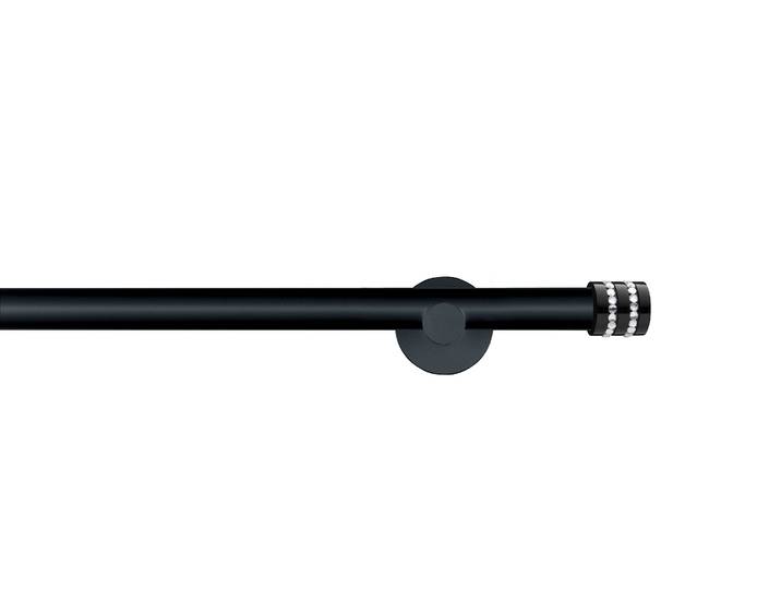 Gardinenstange GARESA BLACK , schwarz, L:280cm Ø:20mm, Eisen, Gardinenstangen, Gardinenstange, Vorhanggarnitur, verlängerbar, Endkappe mit Glitzersteine