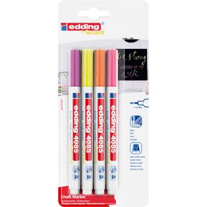 Edding Kreidestifte 4085-4-1NEON, farbig sortiert, Strichbreite 1 - 2mm, Rundspitze, 4 Stück