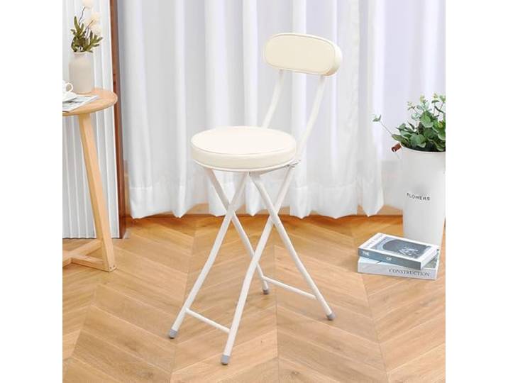 KRXSOBNV Faltbänke, Klappbarer Barhocker mit gepolstertem Sitz, kein Aufbau erforderlich(White)