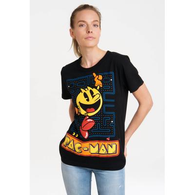 T-Shirt LOGOSHIRT "Pac-Man – Jumping", Damen, Gr. M, schwarz, 100% Baumwolle, bedruckt, normal, Rundhals, Shirts T-Shirt, mit lizenziertem Print