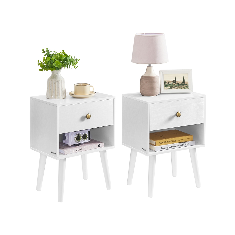 VASAGLE Nachttisch 2er Set mit Schublade und Ablage LET855W01