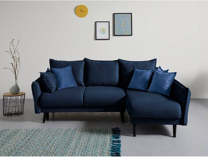 Home affaire Ecksofa Asra L-Form, B: 240 cm, Schlaffunktion, Bettkasten, Taschen & 3 Zierkissen, Federkern