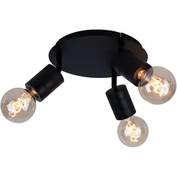 Deckenleuchte 3 Flammig Deckenstrahler schwenkbar Wohnzimmerleuchte schwarz, Metall Alu, 3x E27 Fassungen, D 28 cm