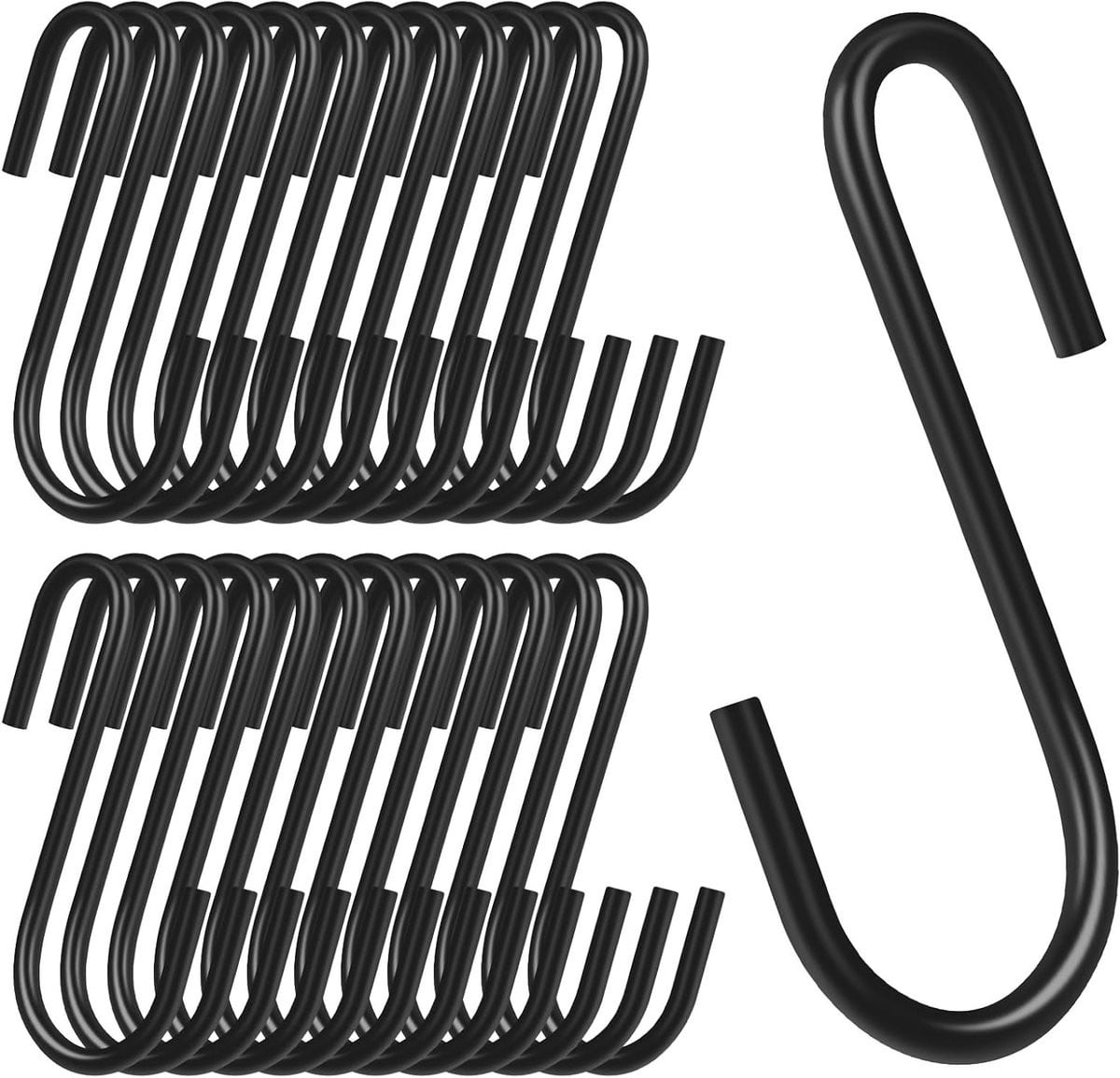 24 stuks S-haken voor ophangen - Zwart - Multifunctionele haken voor keuken, badkamer, slaapkamer en kantoor