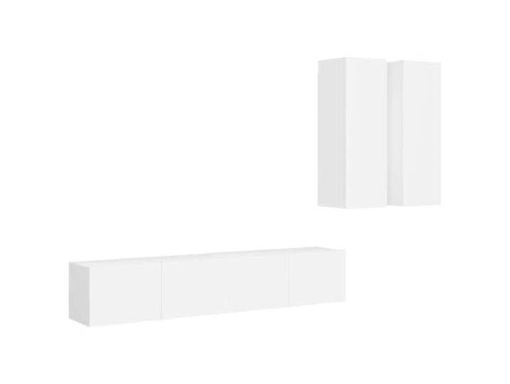 Kaorsrow 4-TLG. TV-Schrank Hängeboard Set Wandboard Lowboard Weiß Platzsparendes Wand-TV-Möbel Set für Wohnzimmer und Schlafzimmer mit reichlich Stauraum und pflegeleichter Oberfläche.