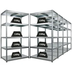 Proregal Mega Deal | 5x Schwerlastregal Steel Eagle | HxBxT 180x100x60cm | Fachlast 130kg | Verzinkt