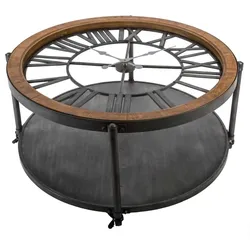 Atmosphera Chrono - Couchtisch Ø94x48cm aus Eisen und Holzfasern in Schwarz