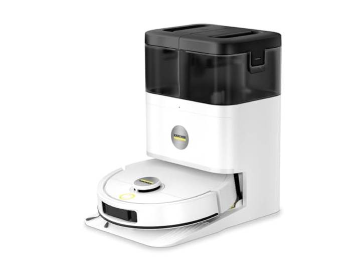 KÄRCHER RVM 4 Comfort Extra Saugwischroboter mit rotierenden anhebbaren Mopp-Scheiben, 15.000 Pa, LiDAR-Navigation, Dual-Line-Laser, 160 min. Laufzeit, Lade- und Reinigungsstation