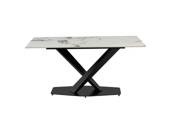 Table céramique L. 160 ELLA Blanc / taupe