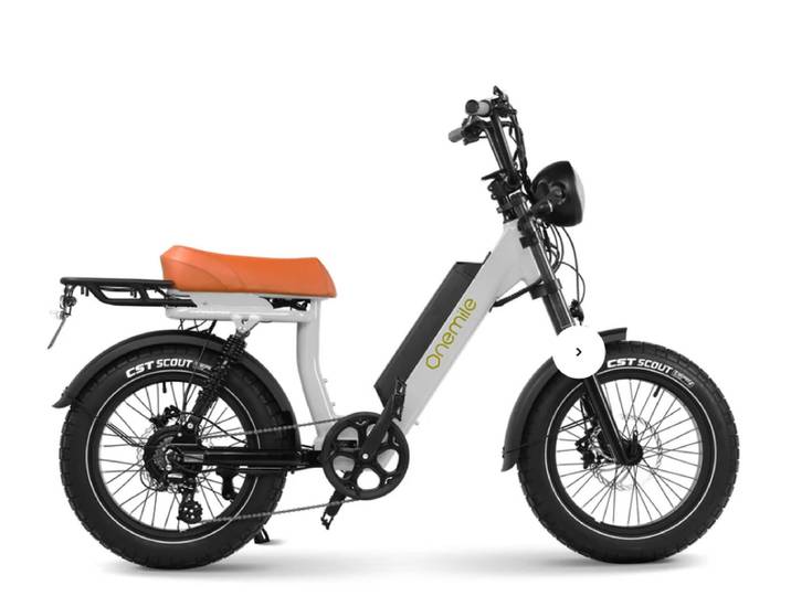 Onemile Scrambler V Vélo électrique de type fat bike, 850 W, 75 Nm, 20 x 4 CST, 19,2 Ah, Blanc