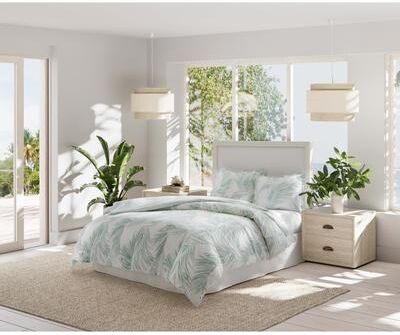 Tommy Bahama Canyon Palms Green Cotton 3 Piece Duvet Cover Set
