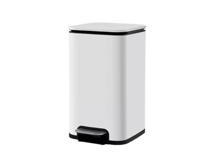 YUHANXINHESHE Mülleimer aus Edelstahl for Wohnzimmer, Küche, Haushalt, Toilette, Badezimmer, Büro, Pedaltyp mit Deckel, groß, großes Fassungsvermögen(White,13L)