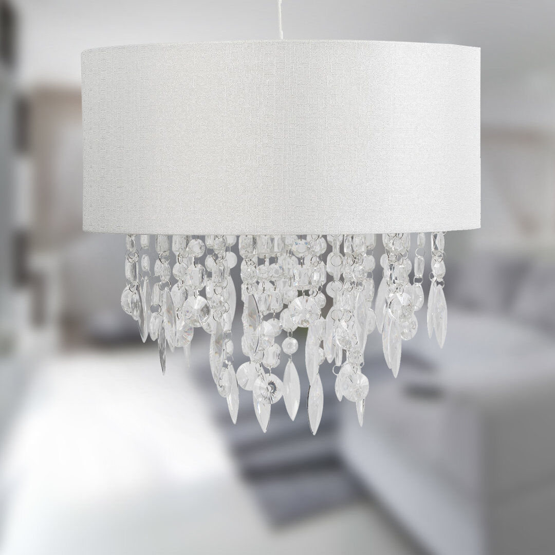 Mercer41 30cm H Linen Drum Pendant Shade ( Clip On ) White 30cm H X 40cm W X 40cm D