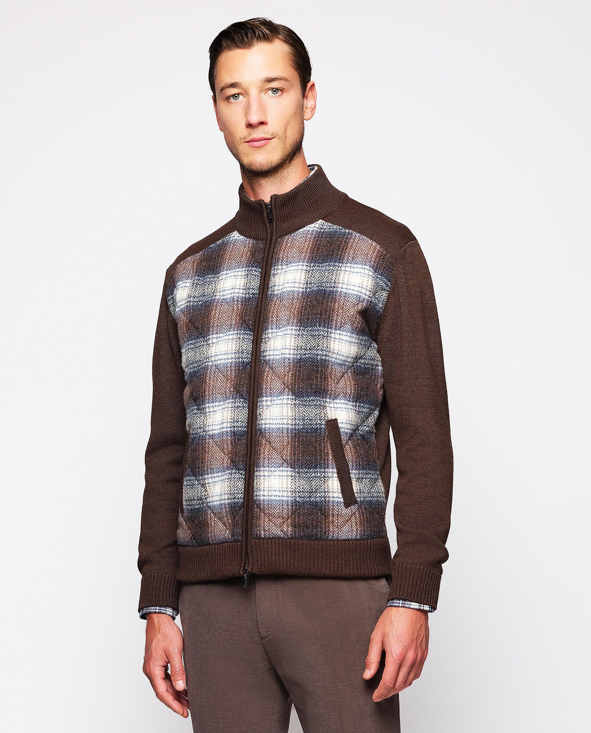 MIRTO Chaqueta de punto marrón delantero acolchado-S /  2 Hombre