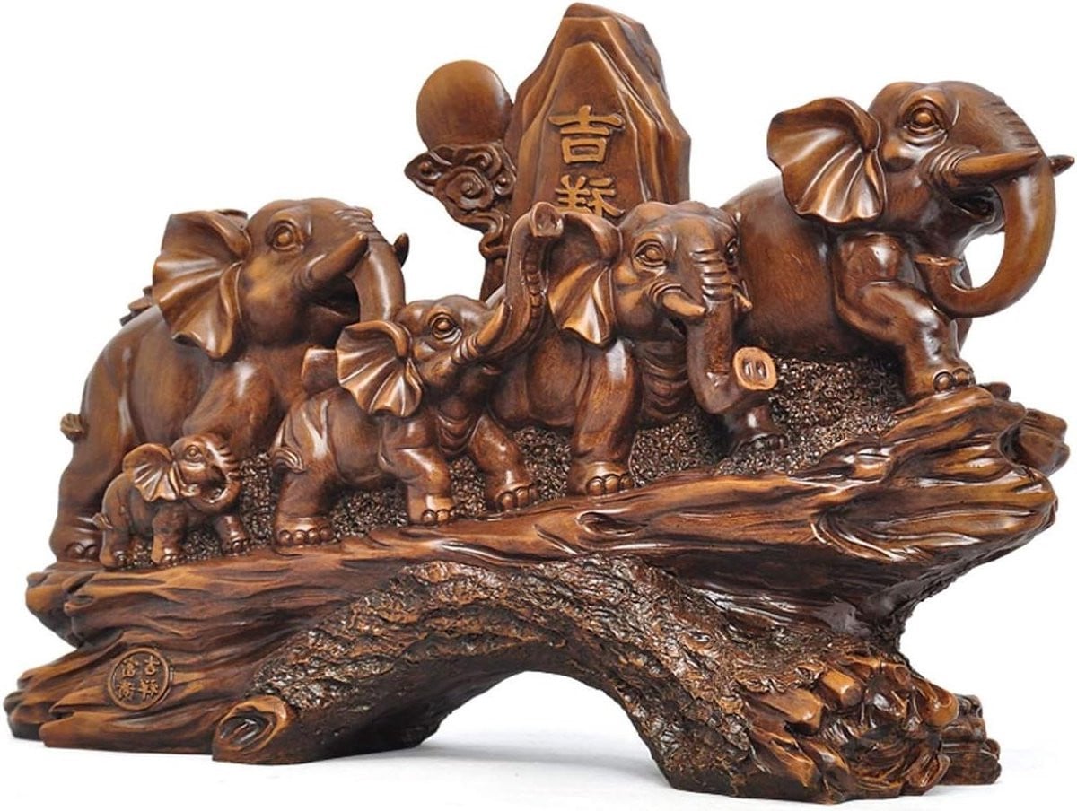 Handgemaakte Fengshui Olifant Decoratie - Schattig Hars Standbeeld voor Woonkamer en Bureau