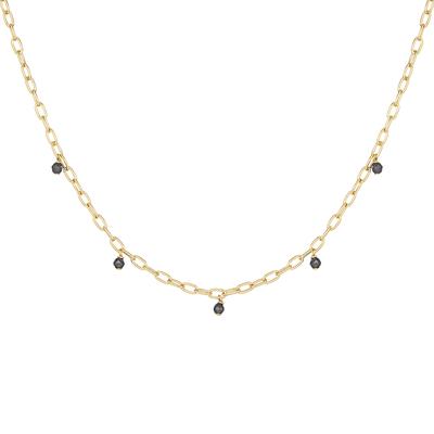 Collierkettchen CAÏ "925 Silber vergoldet Hämatit", gelb, Halsketten, Damen, 43cm, Silber 925 (Sterlingsilber), L: 43