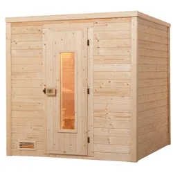 Weka Premium Massivholzsauna Bergen 1 - 45 mm Massivholztür u. Glaseinsatz
