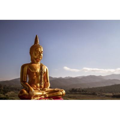 Fototapete PAPERMOON "Goldene Buddha-Statue", bunt, B:4,5m L:2,8m, Vlies, Tapeten